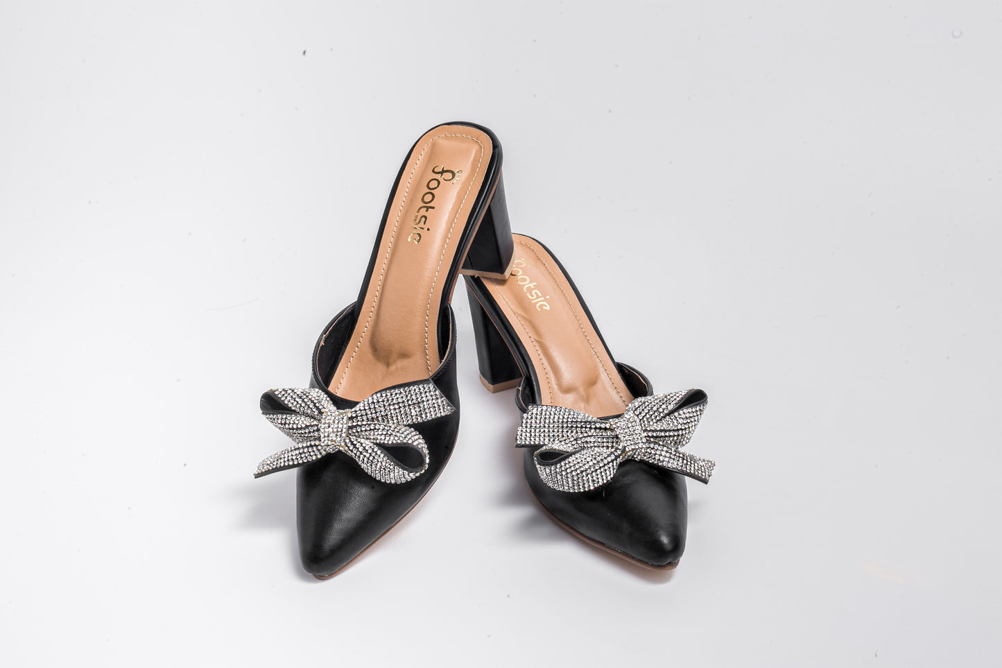 Diamante Bow Block Heel